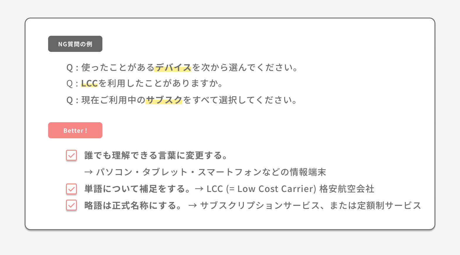 専門用語・略語の例